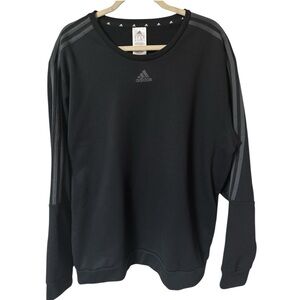 Adidas Three Stripe Crewneck Men’s Black/Gray Sweatshirt Y2K Athletic XL